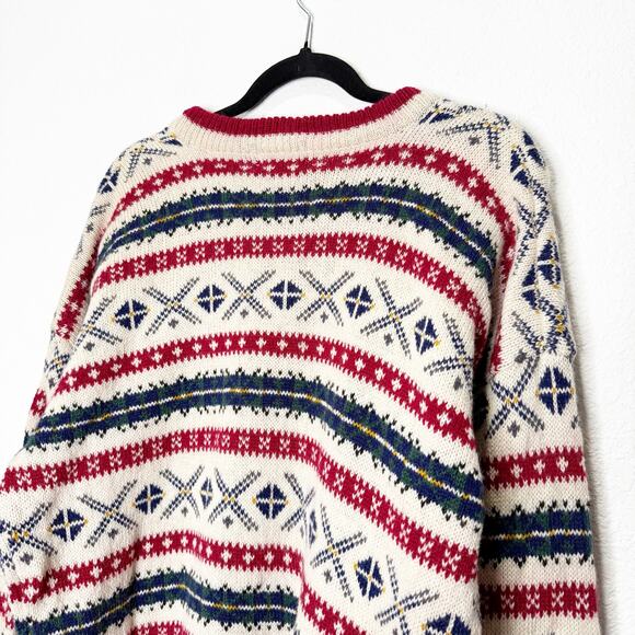 Vintage Cambridge Classics Slouchy 100% Wool Fairisle Grandpa Heavy Knit Sweater - Picture 5 of 7